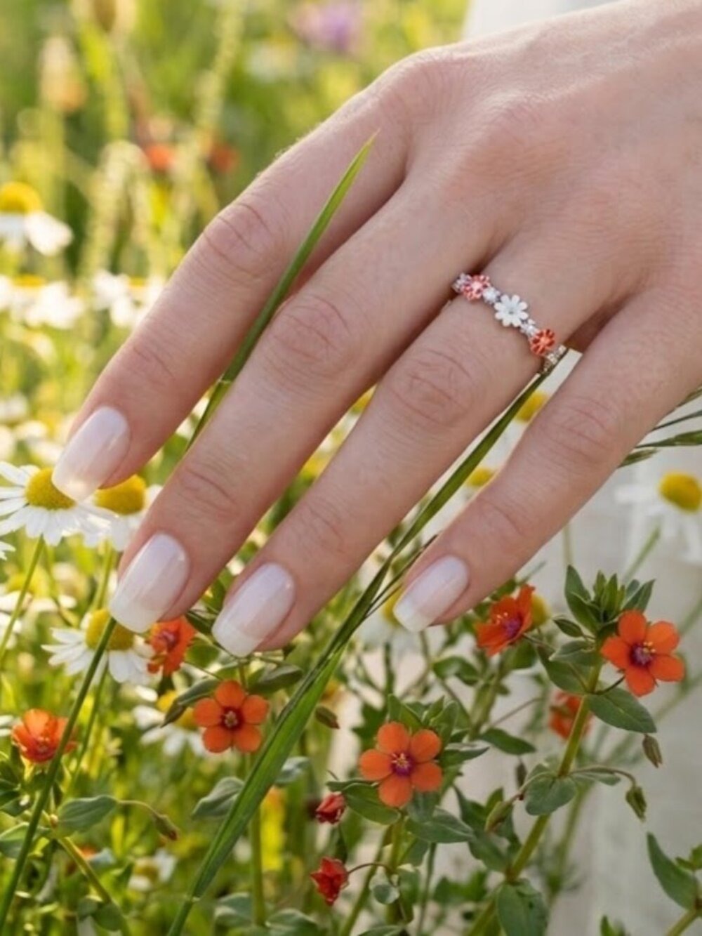 CZ enamel Flower Band ring size 8 stacking ring 🆕